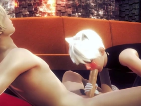 Yaoi femboy - alan handjob and blowjob - sissy trap crossdresser anime manga japanese asian game porn gay